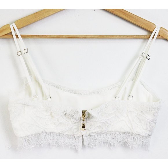 NBD Angelica Embroidered Lace Trim Mini Crop Top S - Picture 6 of 6